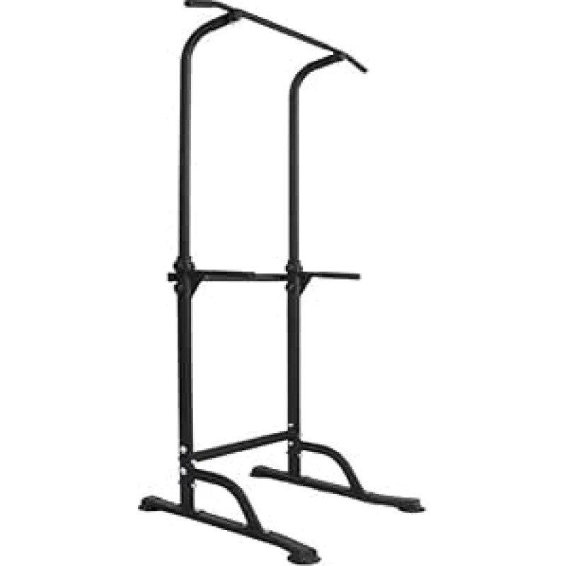 DlandHome Romos kėdė Stiprumo mokymas Reguliuojamas Dipsas ištraukia barą Kojos ištraukia barą Bokštas ištraukia stotį Dipsai Rankų atramos Fitness Juoda