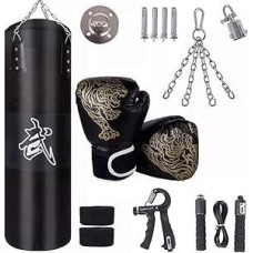 Hanging Punch Bag Set, Adult, 15-in-1 Heavy Duty Punch Bag, With Thicker Chain Can Be Rotated 360°, Suitable for Muay Thai Boxing and Sparring (Unpadded)