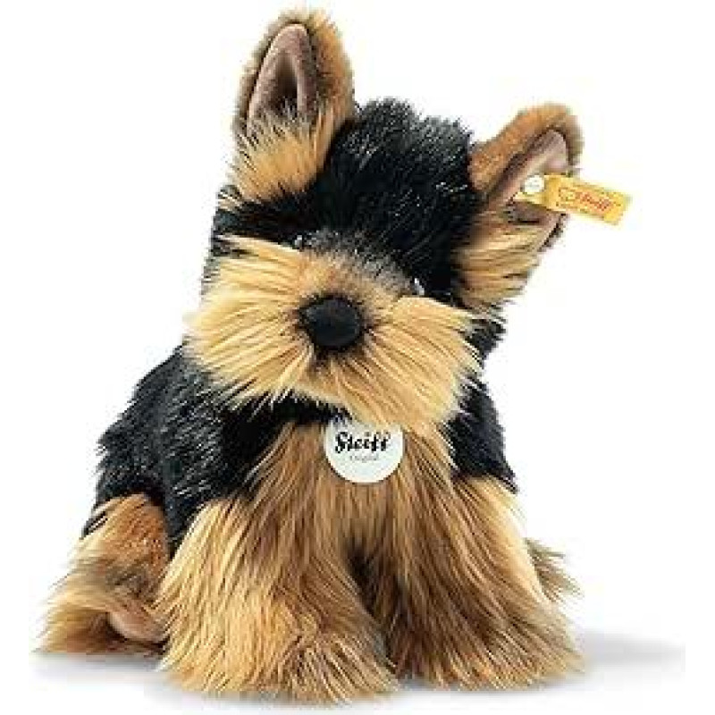 Steiff 076923 Originalus pliušinis žaislas šuo Hercules Jorkšyro terjeras, pliušinis žaislas, apie 24 cm, firminis pliušinis mygtukas ausyje, mielas draugas kūdikiams nuo gimimo, rudos/juodos spalvos