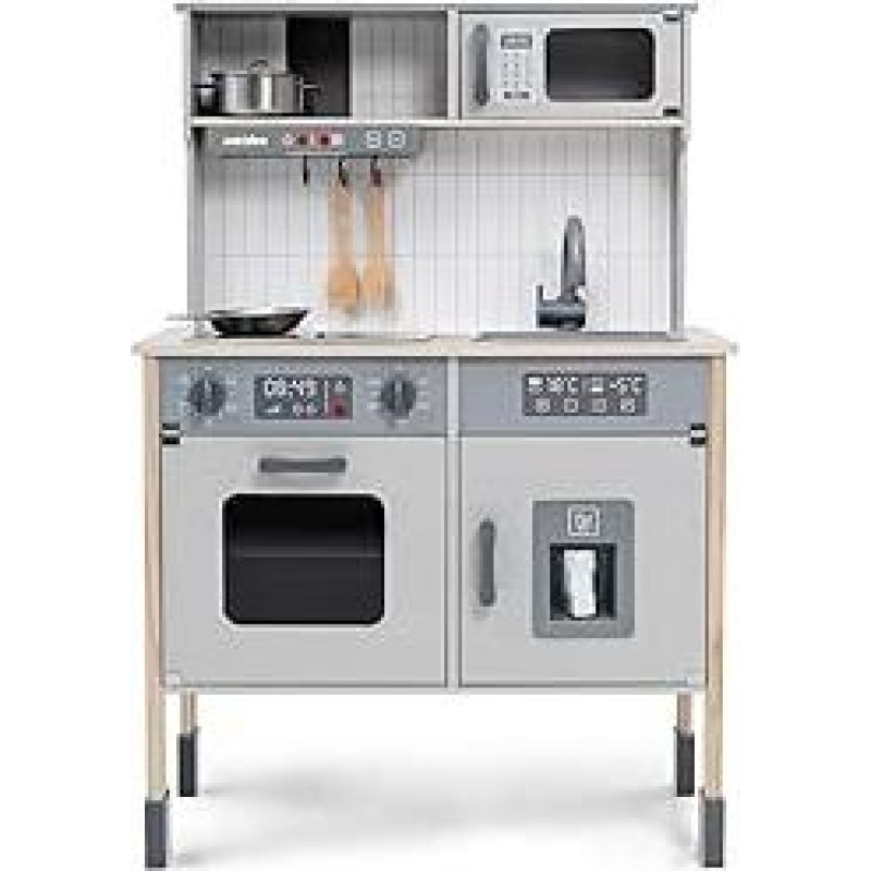 Holzküche Little Chef's Kitchenette Set mit beleuchtetem Backofen, Mikrowelle, Eismaschine, Pretend Spielset für Kleinkinder 3-6 Jahre
