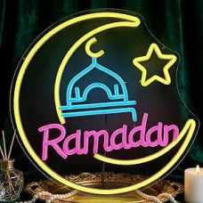 LED Neon Wall Light for Ramadan, Dimmable Holiday Lighting for Living Room, Bedroom, Party Decoration