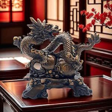 FUNSXBUG Kinijos Feng Shui drakono statulėlė Skulptūra Figūros Feng Shui dekoras Namų biuro stalviršio apdaila Geros sėkmės dovanos