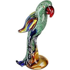 Kasablanka - Skulptūra, dekoratyvinė figūrėlė - Papūga - Stiklas - Žalia/raudona/mėlyna - Aukštis 28 cm