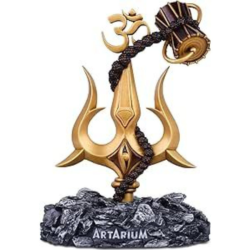 Artarium Trishul su Damru Dekoratyvinis elementas Puodža dekoracijos Šventyklos dekoracijos Namų dekoras Puja Namų ir biuro Mandir 1 gabalas (17cm)
