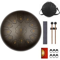 KUD 14 12-Inch 13-Tone C Major Tongue Drum Instrument, Tongue Drum, Steel Pan Tones Percussion Instrument, Hand Pan Drum with Drum Beaters, Carry Case, Note Sticks for Meditation, Yoga, Sound Healing