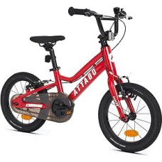 ATTABO Ease 14 - vaikiškas dviratis (2-5 metų) su lengvu aliumininiu rėmu, 14 colių ratais, tinka 85-110 cm ūgio vaikams, sveria tik 7 kg, didžiausia apkrova 50 kg, ergonomiškas ir stabilus