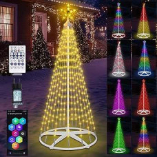 250 LED Kalėdų eglutė, 1,8 m RGB Kalėdų eglutės šviesos eglutės Kalėdų dekoracija su laikmačiu, ryškumu, muzikos režimu, nuotolinio valdymo pultu / programėle, 