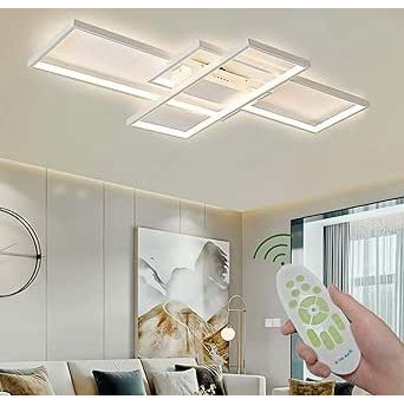 LED lubų šviestuvas su nuotolinio valdymo pulteliu, modernus stačiakampis svetainės kambario šviestuvas, pagamintas iš aliuminio ir akrilo, 3000 K - 6500 K lubų šviestuvas miegamajam, virtuvei, vaikų kambariui ir