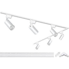 Baltos spalvos bėgių apšvietimo galvučių rinkinys, 6 lempučių bėgių žibintai, pailgintos H formos 2 x 1 m bėgių juostos, 20 W 3000 K šiltos baltos spalvos, lubų prožektorius