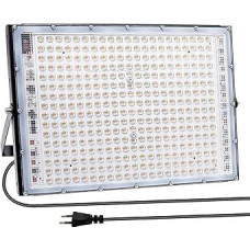 LED prožektorius 300 W, itin ryškus LED prožektorius lauke, 3000 K šiltos baltos spalvos LED prožektorius, IP65 vandeniui atsparus lauko prožektorius sode, sporto aikštelėje, garaže, kieme [E energinė klasė]