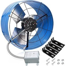 Criditpid 40,6 cm Giebelhalterung Vent Dachbodenventilator, Abluftventilator mit verstellbarem Thermostat für Giebel, Haus, Schuppen, Garage, tragbares Gebäude, 4A, 1050RPM, 1945CFM, Blau