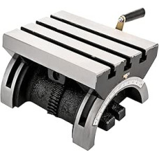 Lathe Tilting Milling Table, Adjustable Rotary Table Machine with 3 T-Grooves and Crank Handle, Robust for Grinding and Milling Work (7 x 5 Inches)