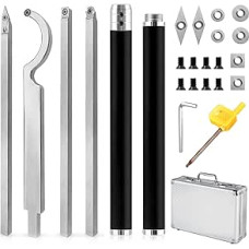 25 Pieces Turning Tool Accessory Set, Wood Turning Tool Carbide, Wood Turning Knife Set Consisting of Gooseneck Knife, Square Knife, Diamond Knife, Round Turning Tool, Turning Tool