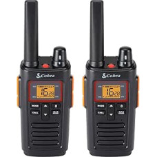 Cobra RX380 Walkie Talkies (Pack of 2) - Rechargeable PMR446 Radios for Leisure and Commercial, 8km Range, IPX2 Water Resistance, Black and Orange
