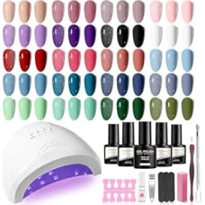NAILWIND pradinis rinkinys su lempa 48 W UV/LED pradinis rinkinys 20 spalvų gelsvų nagų gelinių nagų UV lako rinkinys Violetinė raudona raudona mėlyna žalia