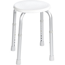 RIDDER Assistent A00603101 Vonios kambario taburetė Apvali reguliuojamo aukščio taburetė, kurios skersmuo 34 x 35 - 53 cm, balta