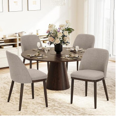 COLAMY Minkštos valgomojo kėdės, 4 vnt., modernios virtuvės kėdės su atlošu, medžiaginės kėdės su medinėmis kojomis valgomajam, virtuvei, restoranui, kupranugaris