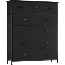 Somdot komoda su stalčiais, medžiaginė komoda miegamajam, svetainei, prieškambariui, komodos spintelė, stalčių spintelė, saugojimo spintelė, 11 medžiaginių stalčių, juoda