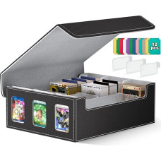 JUOIFIP Prekybos kortų laikymo dėžutė su 3 kamščiais, MTG kaladės dėžutė talpina 2400+ kortų TCG, MTG, Yugioh, Magic the Gathering Commander kortų, žaidimo kortų dėklas PU odos magnetinis uždarymas