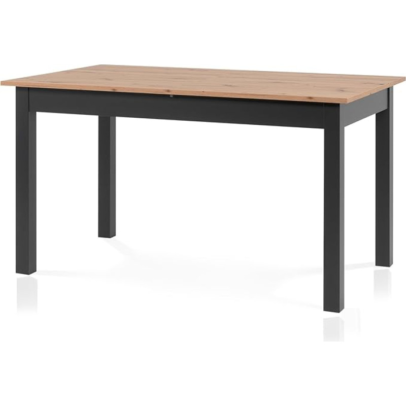 išmanusis valgomojo stalas, 140 x 80 cm, raukšlėto ąžuolo, virtuvės stalas, išplečiamas su prailginimo plokšte iki 180 cm, pagamintas iš inžinerinės medienos, modernus, skirtas iki 8 žmonių