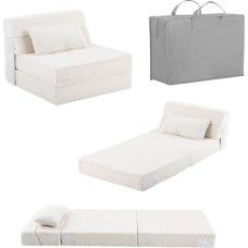 SESHINELL Vaikiška 4 kartus sulankstoma sofa-lova, sulankstoma mažylio kėdė-lova, sulankstoma žaidimų kambario, miegamojo ar svetainės sofa, sulankstoma modulinė grindų futono čiužinio sofa berniukams ir mergaitėms, pliušinė, smėlio spalvos