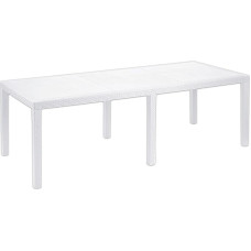 Ipae-Progarden Queen Rectangular Extensible Rattan Effect Table, White, 220 x 90 x 72 cm