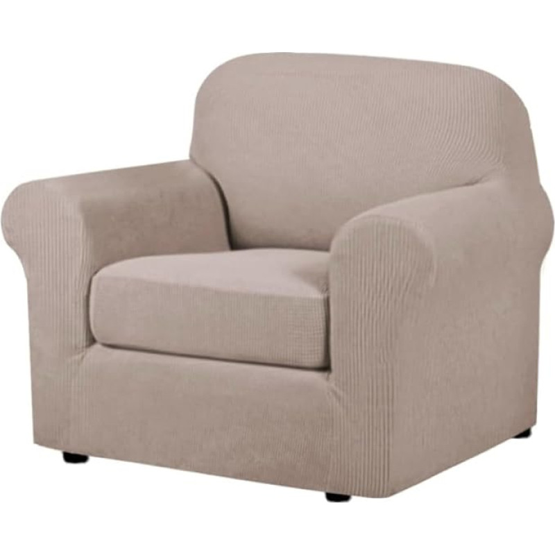 H.VERSAILTEX Fotelio užvalkalas Kėdės užvalkalas 2 vnt., elastingas dugnas, tinka fotelio pločiui iki 47 colių, elastingas Spandex žakardinis audinys (kėdė, smėlis)