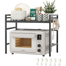 2 pakopų išskleidžiama mikrobangų krosnelės lentyna su 6 kabliukais, reguliuojamo aukščio virtuvės mikrobangų krosnelės lentyna, išskleidžiama reguliuojama anglies plieno virtuvės lentyna mikrobangų krosnelei, orkaitei, virtuvės prietaisams