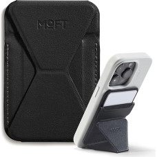 MOFT Magnetic Wallet Stand Card Holder for iPhone 17/16/15/14/13/12 Series, Compatible with MagSafe, MOVAS Magnetic Mobile Phone Stand Made of Vegan Leather with 3 Viewing Angles, 2 Cards, Black