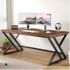 LVB kaimiškas medinis metalinis kompiuterio stalas Namų vykdomasis biuras Pramoninis didelis žaidimų stalas su saugykla Medinis stalas Studentų kompiuterio stalas miegamajam Svetainė Rustic