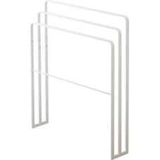 Yamazaki 4979 Bokštinė rankšluosčių pakaba su trimis bėgeliais, baltas plienas, minimalistinė 70 x 14 x 81 cm