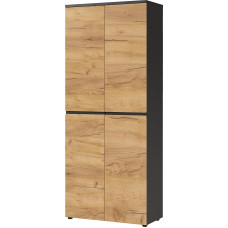 GW-Lisbon Filing Cabinet with Two Doors and Four Adjustable Shelves, Handle-Free Design, 80 x 197 x 40 cm (W x H x D)