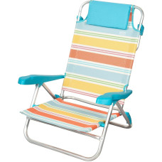 AKTIVE Santorini 62419 Folding Beach Chair 47 x 49 x 82 cm 8 Positions Aluminium and Textilene Multi-Coloured with Cushion Back Pocket and Handles