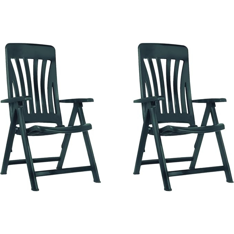 Resol Blanes Set of 2 Reclining 5 Positions Garden Chairs with High Back and Armrests - Foldable, Lightweight and Comfortable, Multipurpose, Anthracite