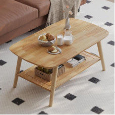 ZKIODV Medžio masyvo kavos staliukas su atvira laikymo vieta, ąžuolinis kavos staliukas su lentyna, aukštos kokybės šoninis staliukas gyvenamajame kambaryje, minimalistinis modernus dizainas, natūralus alyvuotas