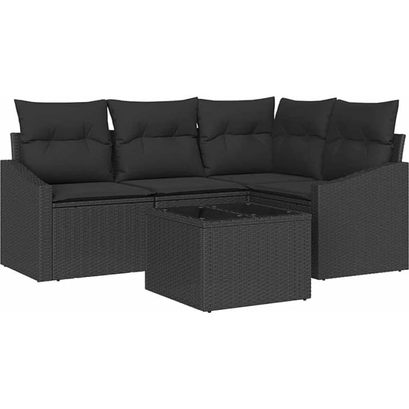 Rantry 5-teiliges Garten Sofa Set mit Kissen Beige Poly Rattan Gartenlounge Model3346713