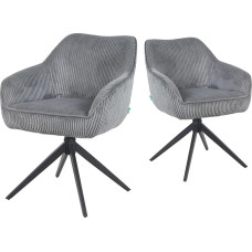 DUBI Möbel Mika-Kian valgomojo kėdės, 2 vnt., pasukamos 360° kampu, su kišeninėmis spyruoklėmis, aukštos sėdimosios vietos, maksimali sėdimoji vieta, maksimali apkrova 150 kg, virvės audinys, pilka spalva, tvirtas metalinis kryžminis rėmas, nesenstantis d