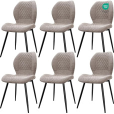 JIJIAN valgomojo kėdės, 6 kėdžių rinkinys, valgomojo kėdės, virtuvės kėdės, svetainės valgomojo kėdės, paminkštintos kėdės, ergonomiškos lininės kėdės valgomajam, virtuvei, miegamajam, priimamajam, rudos spalvos