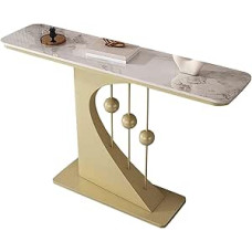 Moderner Eingangstisch mit Felsplatte, schmale Konsole für Foyer oder Flur, 99,8 cm, goldfarbener Sofatisch, stilvolle schmale Konsole für Wohnzimmerdekoration