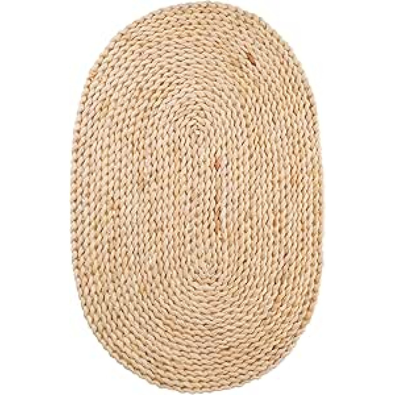 OHPHCALL Pintas kilimėlis ovalus 30 x 45 cm natūralių kukurūzų lapų neslystantis karščiui atsparus izoliacinis indų kilimėlis namų ūkiui ir valgomajam stalui