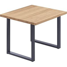 LAMO Manufaktur LBG-01-A-002-7016L Valgomojo stalas, virtuvės stalas, rašomasis stalas, žurnalinis staliukas iš medžio masyvo, 60 x 60 x 76 cm (plotis x ilgis x aukštis), loftas, natūralus/antracitas,