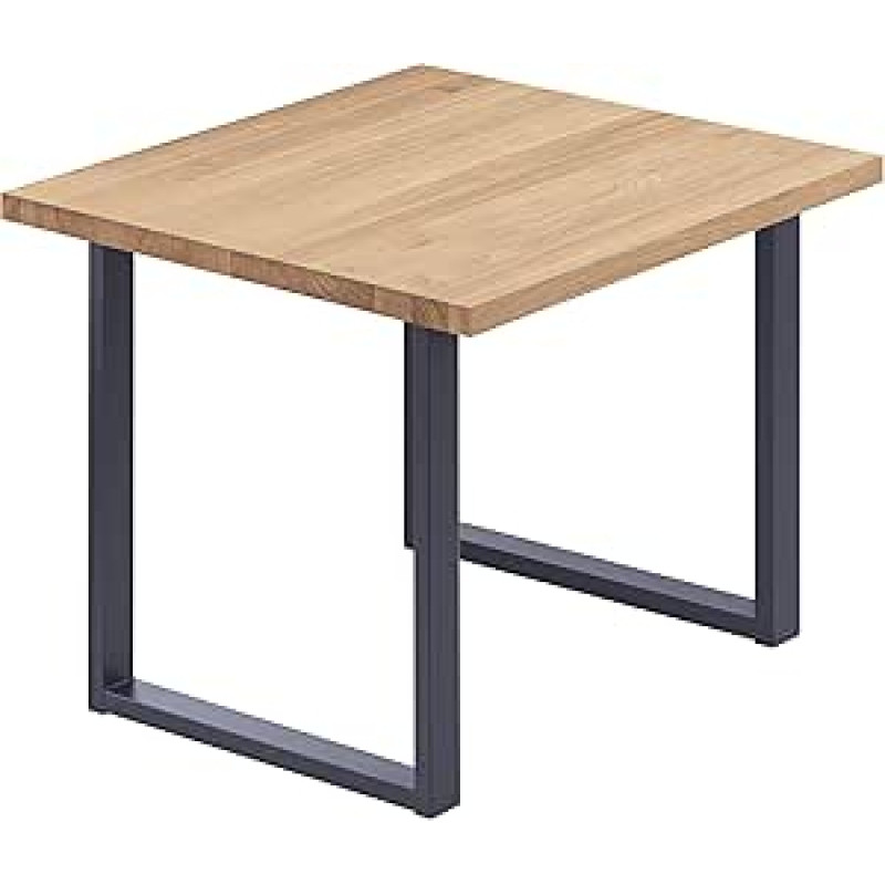 LAMO Manufaktur LBG-01-A-002-7016L Valgomojo stalas, virtuvės stalas, rašomasis stalas, žurnalinis staliukas iš medžio masyvo, 60 x 60 x 76 cm (plotis x ilgis x aukštis), loftas, natūralus/antracitas,