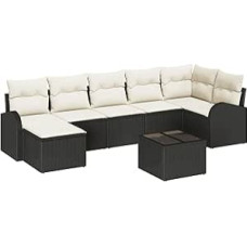 Rantry 7-teiliges Garten-Sofa-Set mit Kissen braunes Poly-Rattan Gartenlounge Modelis3346137