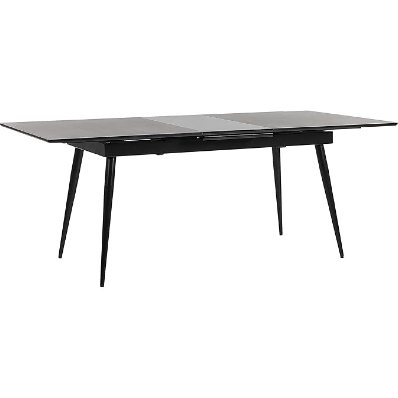 Beliani Maldon Modern Dining Table with Metal Frame Rectangular 160 x 90 cm Extendable Black