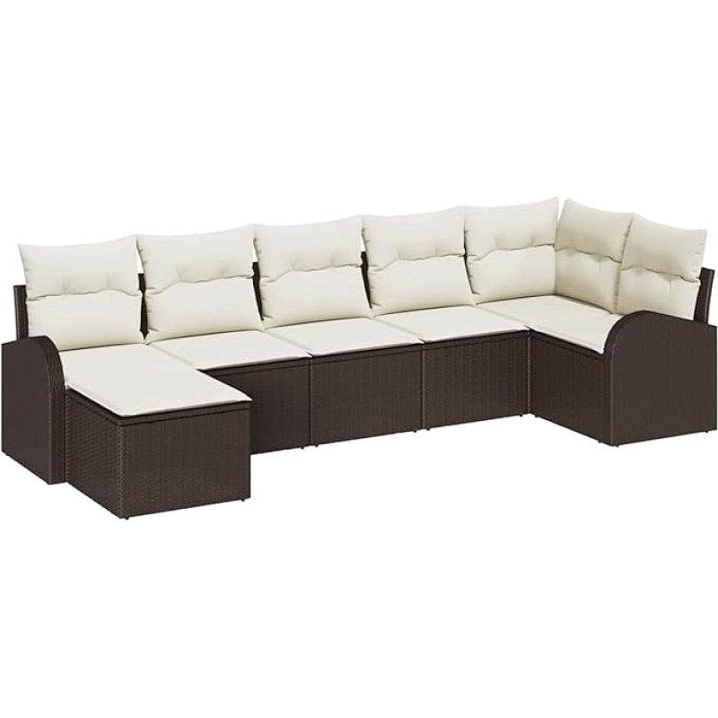 Rantry Garten Sofa Set 7-teilig Braun Rattan Garten Sofa Rechteckig Gartenlounge Model3346128