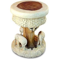 Kinaree TATAI šoninis staliukas - gėlių staliukas su drambliais - akacijos medžio masyvo pjedestalas - Suar medinė taburetė Dramblių banda