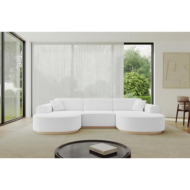 ALTDECOR MARI-U1-v1-295 x 165 x 81 cm kampinė U formos sofa U formos kampinė sofa L formos balta