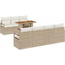 8-teiliges Garten Sofa Set mit Kissen Beige Poly Rattan, 2-Sitzer Garten Sofa mit Stauraum & Kissen Beige Poly Rattan Gartenlounge Modelis3358409