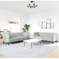 Gecheer Sofos komplektas Hellgrau Samt, Moderne Couch Polstersofa für Wohnzimmer Schlafzimmer Spielzimmer3385864
