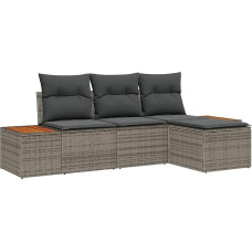 Modelis3348060 4 dalių sodo sofos komplektas su pagalvėle Pilka poliuretano rotango 